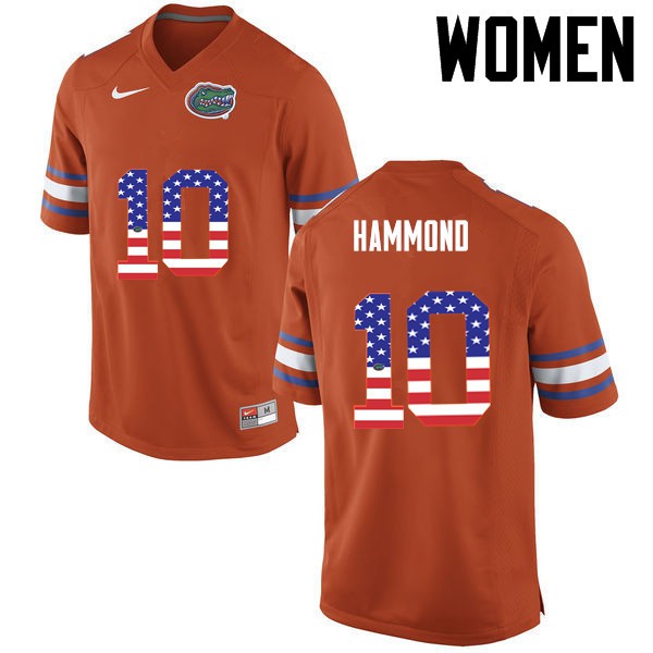 Florida Gators Women #10 Josh Hammond College Football Jersey USA Flag Fashion Orange